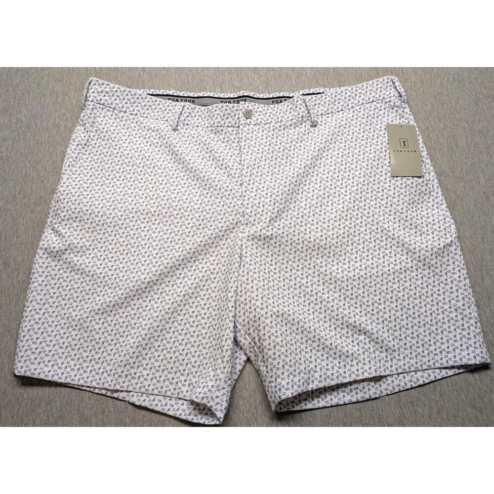 PGA TOUR Golf shorts 44 zip blue stretch UPF50 stretch gripper waist $68 Drinks